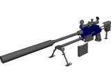 50 Cal Rifle with Suppressor 3D Model preview
