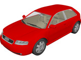 Audi A3 3-door 3D Model preview