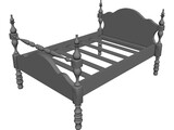 Bed Single Low Post 3D Model preview