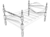 Bed Single Low Post 3D Model