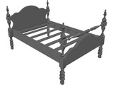 Bed Single Low Post 3D Model