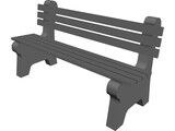 Bench Park and Slats 3D Model preview