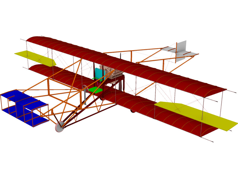 Biplane Curtis Pusher 3D Model