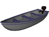 Boat with Outdoor Motor 3D Model preview