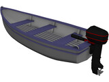 Boat with Outdoor Motor 3D Model
