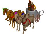 Chariot with People and Horses 3D Model preview