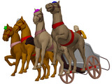 Chariot with People and Horses 3D Model