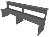 Church Bench Long 3D Model preview