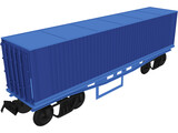 Container on Train truck 3D Model preview