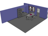 Dining Room with Balcony 3D Model preview