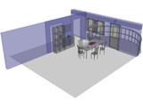 Dining Room with Balcony 3D Model