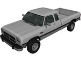 Dodge Ram Club Cab (1991) 3D Model preview
