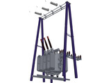 Electric High-voltage Transformers 3D Model
