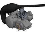 Two Stroke 125cc Engine 3D Model preview