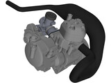 Two Stroke 125cc Engine 3D Model