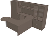 Executive Office Desk 3D Model preview