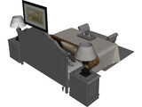 Fancy Bed King Size 3D Model preview