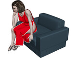 Female Sitting on Chair 3D Model preview