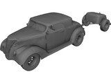 Ford Cabriolet with Trailer (1937) 3D Model preview