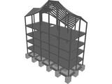 Four Level Building with Complex Roof 3D Model preview