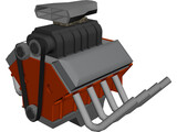 Funny Car Engine 3D Model preview
