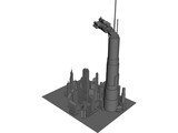 Futuristic Space City 3D Model preview