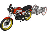 Honda ML 125 with Trailer 3D Model preview