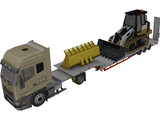 Iveco Tractor with Excavator on Flat Bed 3D Model preview
