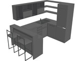 Kitchen with Sink 3D Model preview