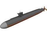 Los Angeles Class Attack Sub 3D Model preview