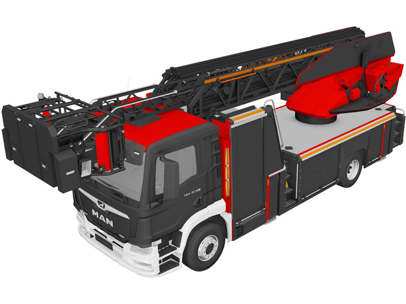 MAN Rosenbauer Ladder Truck 3D Model
