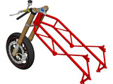 Motorcycle Frame, Wheel and Fork 3D Model preview