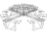 Octogonal Garden Table 3D Model