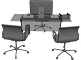 Office Desk and Chairs 3D Model preview