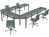 Office Table with Chairs 3D Model preview