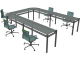 Office Table with Chairs 3D Model
