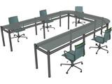 Office Table with Chairs 3D Model