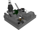 Oil Fraking Island Rig 3D Model preview