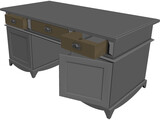 Old Wooden Desk 3D Model preview