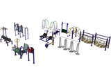 Outdoor Fitness Equipment Collection 3D Model preview