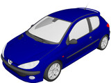 Peugeot 206 3D Model preview