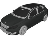 Peugeot 308 (2014) 3D Model preview