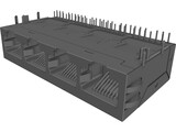 RJ-45 Connector 1x4 3D Model preview