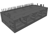 RJ-45 Connector 1x4 3D Model