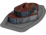 Salmon on a Plate 3D Model