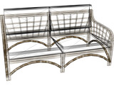 Sofa Bambu and Rattan 3D Model