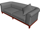 Sofa Round Back 3D Model preview