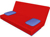 Sofa with Two Pillows 3D Model preview