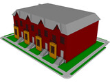 St. Louis-style Homes or Apartments 3D Model preview