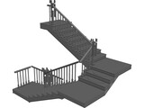 Stair with 3 Flights and 3 Landings 3D Model preview